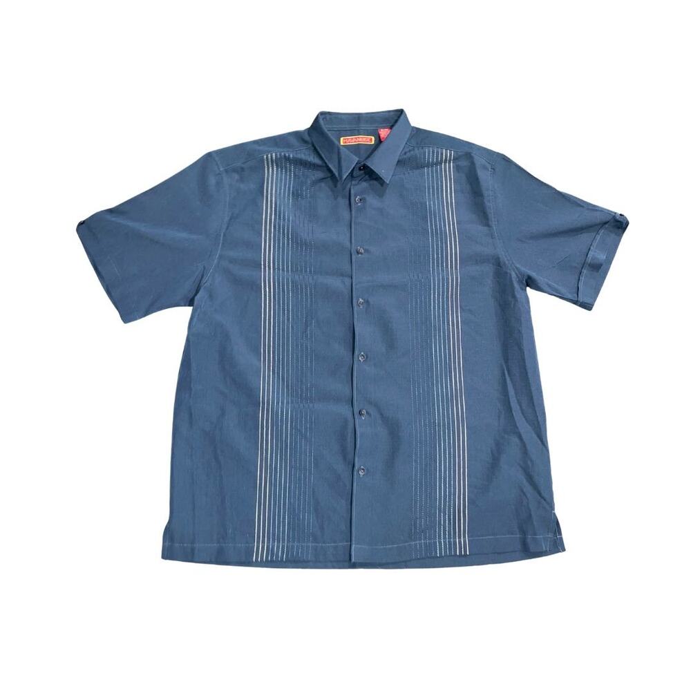 Havanera Guayabera Cuban Style Button UP Short Sleeve Shirt SZ XL Tropical Beach